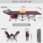 ABORON Folding Camping Cot W/Mat for Adults, Heavy Duty Outdoor Bed with Carry Bag,1200 D Layer Oxford Travel Camp Cots