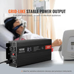 VEVOR 3000W Pure Sine Wave Inverter, DC 12V to AC 120V Power Inverter for Truck RV Off-Grid, Car Inverters with 4 AC, 2 USB, Type-C Port, LCD Display and Remote Controller for Large Home Appliances