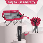 Oversized Double Camping Chair, Folding Loveseat Camping Couch with Pocket, Cup Holder and Carry Bag, Heavy Duty Portable Camping Chairs for Adults, Fishing, Sports, Trip, up to 660lbs, Red