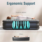 Twin Air Mattress Twin with Built in Pump 16" Double Height Inflatable Mattress with Soft Flocked Top & Carry Bag Adjustable Blow Up Mattress Portable Air Bed for Guest Indoor Travel-Black