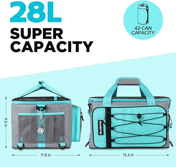 PLUSINNO Paddle Board Cooler, Waterproof SUP Cooler Durable PVC Material, Paddle Board Bag with TPU Zipper, 12-Pocket Fits 42 Cans, Paddle Board Accessories for Beach, Camping, Kayaking