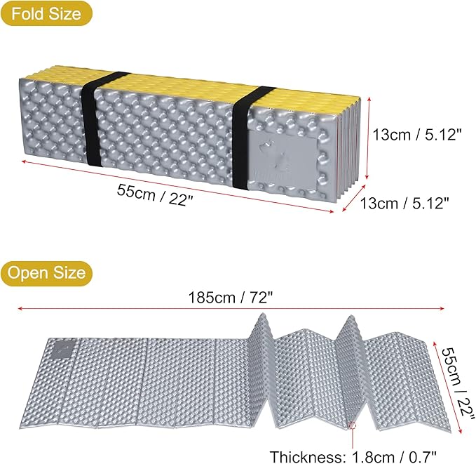 PATIKIL Closed Cell Foam Sleeping Pad Insulated R-Value 2.1 Foldable Sleeping Pad Lightweight Sleeping Mat for Camping Backpacking Hiking Outdoor