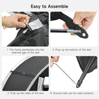 Bike Storage Tent for Outdoor, 2-3 Bike Capacity with Extra Top Space, PU5000 Waterproof 210D Oxford Fabric with Taped Seams, Portable Floor Storage Shed for Bicycle, Motorcycle & Garden Tools, etc