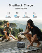 BLUETTI EB3A Portable Power Station, 268Wh Solar Generator LiFePO4 Battery Backup w/ 2 600W (1200W Surge) AC Outlets, Recharge from 0-80% in 30 Min., LFP Backup for Outdoor Camping, Trip, Power Outage