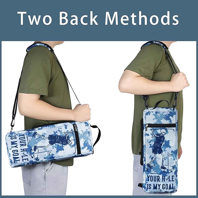 Golf Cooler Bag Plus Ice Pack Soft Sided Insulated Cooler Bag- Holds 6 Pack of Cans or 2 Wine Bottles - Grey Camo Golf Beer Sleeve Black Fits Discreetly in Golf Bags