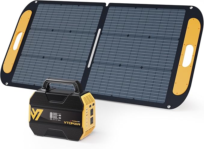 VTOMAN FlashSpeed 300 Portable Power Station with 110W Solar Panel, 230Wh LiFePO4 Battery Generator for Home Blackout, Emergency, Camping (2 Separate Packages)