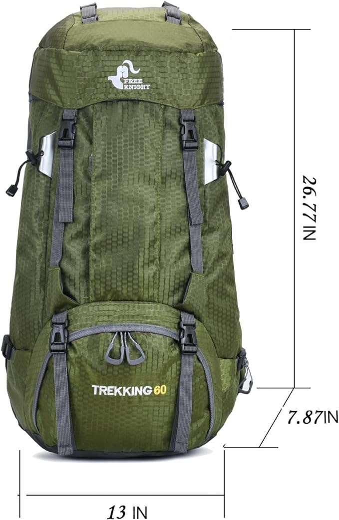 Bseash 60L Waterproof Hiking Camping Backpack with Rain Cover, Large Outdoor Sport Travel Daypack Rucksack for Climbing