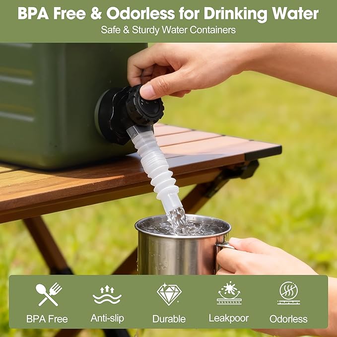 3.2 Gallon Water Jug, Portable Camping Water Jug Dispenser with Spigot, Leak-Proof Water Storage Containers for Camping, Outdoor, Hiking, Picnic, RV, BPA Free Emergency Water Tank, Green