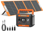 FF Flashfish 144.3Wh with Solar Panel 100W, Solar Generator 200W with AC/DC/USB/Type C/LED Lights, Backup Battery for Camping, Travel and Emergencies