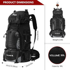 90L Hiking Backpack, Waterproof Camping Bag with Rain Cover, Lightweight Backpacking Back Pack