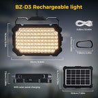 300W LED Solar Work Light Rechargeable, 8000LM LED Solar Camping Lantern, Portable Camping Lights, 4 Light Modes, IP67 Waterproof Tent Lights for Power Outages, Emergency, Hiking, Car Repair