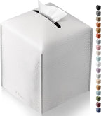 Tissue Box Cover, Tclouda, Modern PU Leather Square Tissue Box Holder for Creative Decorative, Ideal for Bathrooms/Office/Car/Nightstand/Outdoor Tent/Dining Table, 5"X5"X5", Single White