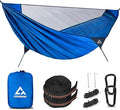 Camping Hammock with Mosquito Net – Portable Parachute Nylon Hammock Tent with Tree Straps, Camp Rope & Stake - for Hiking, Backpacking, Travel, Backyard, Beach – Holds Up to 500lbs (Blue)