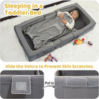 ENITYA Toddler Travel Bed – Portable Foldable Soft Foam Floor Bed for Kids 1–4yr, No Assembly, Washable Cover, Built-in Safety Rails, Compact for Travel & Home Use, Light Grey