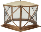 CLAM Pop Up Screen Tent, Outdoor Camping Gazebo Canopy, Venture, 9' x 9', Brown
