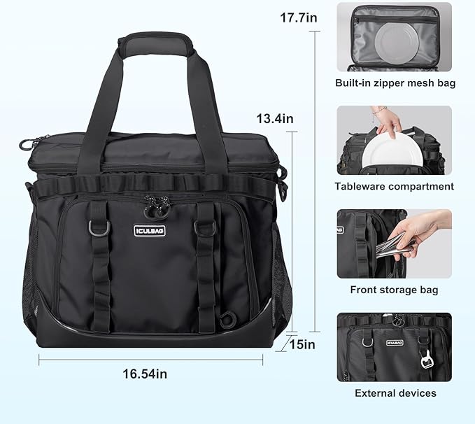 Soft Travel Coolers Bags Insulated Cooling 16hour for Camping Hiking Beach Travel Soft Sided Insulated Cooler Bag 20/48Cans for Women Men