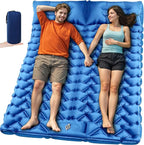 Sleeping Pad for Camping 2 Person, Double Camping Pad with Built-in Foot Pump and Pillow, Inflatable 4in Extra-Thick Ultralight Air Mattress for Backpacking, Hiking, Travel, Tent, Car, Gift