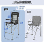 Extra Tall Folding Chairs for Adults 2 Pack, Portable Bar Height Foldable Director Chairs for Camping Outside, Comfortable with Makeup PocketHigh Back and Footrest, Black and Red