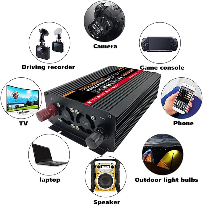 10000W Pure Sine Wave Power Inverter DC 12V 24V 48V 60V to AC 220V for Solar System Solar Panel Home Outdoor RV Camping (Color : 10000w, Size : 60-220v)