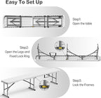 6 Foot Folding Bench, Portable Plastic Folding Bench Seat, Foldable Seat for Indoor Outdoor Picnic Camping Dining, Soccer Garden Multipurpose Entertaining Activities, White