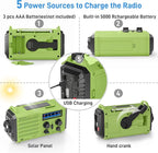 NOAA Weather Radio, Emergency Hand Crank Radio with Solar Charger, Portable Battery Operated AM FM Shortwave Radio with LED Flashlight, USB Charger, Earbud Jack, SOS Alert for Home Survival Hurricane