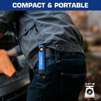WORKPRO Rechargeable Work Light, 600 Lumens Flat Pocket Flashlight with UV Light, Magnetic Base & Clip, Slim LED EDC Flashlight for Garage, Camping, Home, and Emergencies