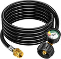 Alloxity12FT Propane Hose Adapter 1lb to 20lb with Gauge, Propane Tank Adapter 20 lb to 1 lb Converter, Gas Line Hose for Weber Q Grill, Coleman Camp Stove, Blackstone Griddle, Buddy Heater