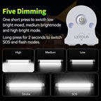 LETOUR Rechargeable Light LED Tube Magnetic Light 4000Lumens 5200mAh 5 Levels Dimming Camping Lantern USB Rechargeable Portable Lights with 2 Magnets Endurance for 60 Hours