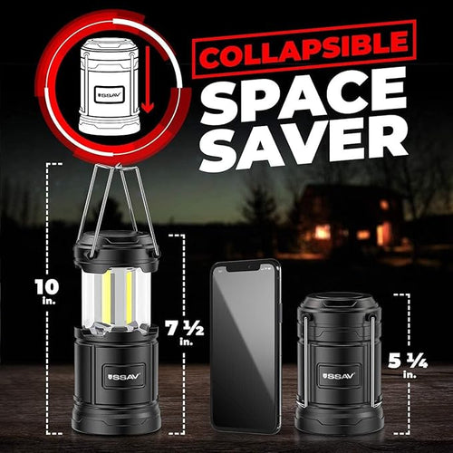 2 Pack Camping Lantern - Portable LED Battery Powered Lantern with Magnetic Base and Foldable Hook for Emergency Use or Campsites, Essential Hurricane Survival Kit | Batteries Included