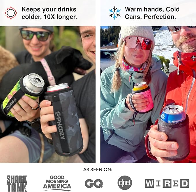 PHOOZY Insulated Can Cooler for Tall 24oz Cans with NASA-Inspired Technology - Patented Can Cooler That Keeps Drinks Cold 10x Longer - Lightweight for Outdoor Adventures - Black Camo