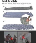 iClimb Ultralight Compact Sleeping Pad with Built-in Pump Inflatable Portable Air Mattress for Camping Backpacking Hiking (Silver)