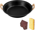 WANGYUANJI 14.2 inch Cast Iron Skillet & Grill Pan – Heavy-Duty Coating-free, Smokeless Flat Bottom, Dual Handles, All Stovetops, Indoor/Outdoor Use - Black