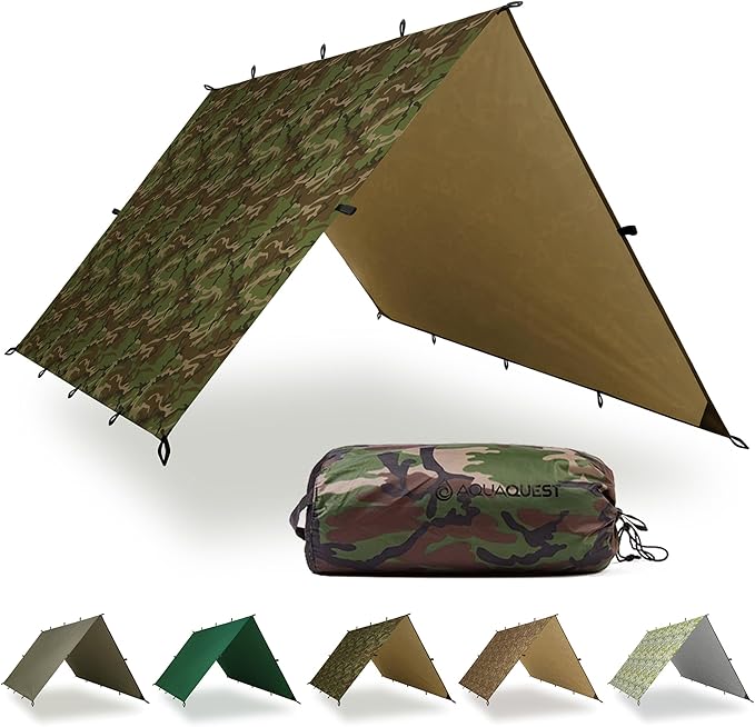 AquaQuest Defender Tarp – Heavy-Duty Waterproof (20,000 mm) Seam-Taped Rain Fly for Camping, Bushcraft & Survival