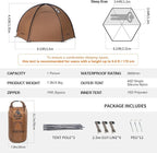 OneTigris Coco NEST Solo Hot Tent with Stove Jack, 3000mm Waterproof Windproof Free-Standing Dome Tent with Mesh Inner