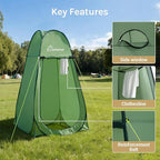 Wolfwise Pop Up Shower Tent, Portable Instant Changing Tent with Ventilation Window & Carry Bag, Privacy Bathroom Toilet for Beach, Camping & Outdoor, Width 40 ", Height 75 ", Green