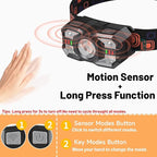 3 Pack Headlamp Flashlight,LED Rechargeable Head Lamps with Motion Sensor,Waterproof Super Bright Headlight for Outdoor Camping