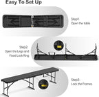 6 Foot Folding Bench, Portable Plastic Folding Bench Seat, Foldable Seat for Indoor Outdoor Picnic Camping Dining, Soccer Garden Multipurpose Entertaining Activities, Black, 2 Pack