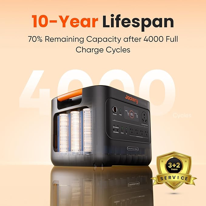 Jackery HomePower 3000 Portable Power Station with 4X 100W Prime Panels, 3600W (7200W Surge), 3072Wh LFP Battery, USB-A/C, Home Backup, RV & Emergencies, Grey