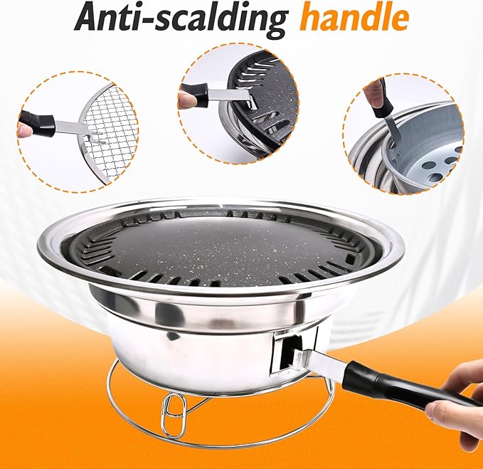 Multifunctional Charcoal Barbecue Grill, Household Korean BBQ Grill, Portable Camping Grill Stove, Tabletop Smoker Grill