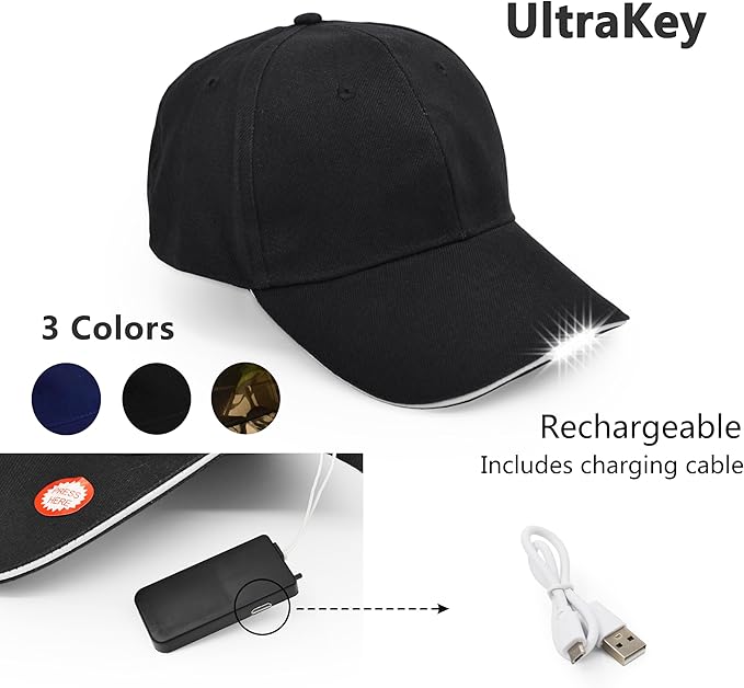 Hands Free Rechargeable LED Baseball Cap Hat for Outdoor Hip Hop Party Holiday