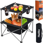 Portable Folding Camping Table Lightweight Outdoor Picnic Table with 4 Cup Holders & Storage Case Collapsible Tailgating Table for Camping Backyard Grill Outdoor Concerts