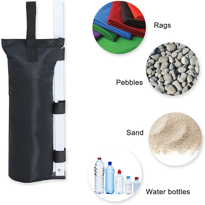 ABCCANOPY 100 LBS Extra Large Canpoy Sand Bags for Ez Pop up Canopy Tent Outdoor Instant Canopies, 4-Pack, Black (Without Sand)