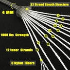 VVAAGG 1000 Paracord Rope, 50ft 12 Strand Parachute Cord for Crafting, DIY Projects, Survival Bracelets, Camping, Tent, Clothsline, Outdoor Hiking, Fishing (Gray, 50FT)