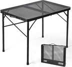 3 ft Folding Table with Adjustable Height (16.5" & 26"), Black Metal Mesh Table with Carry Handle, Portable for Camping, Tailgating, BBQ, Picnic & Indoor, Fits 3–6 People, 7.5 lb, Supports 66 lb