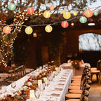 8.5Ft Multicolor Lantern String Lights, Colorful Lantern Lights for Bedroom with 10 Nylon Lanterns Decor, inoor String Lights for Camper Awning Rainbow Camping Party Mexican Fiesta