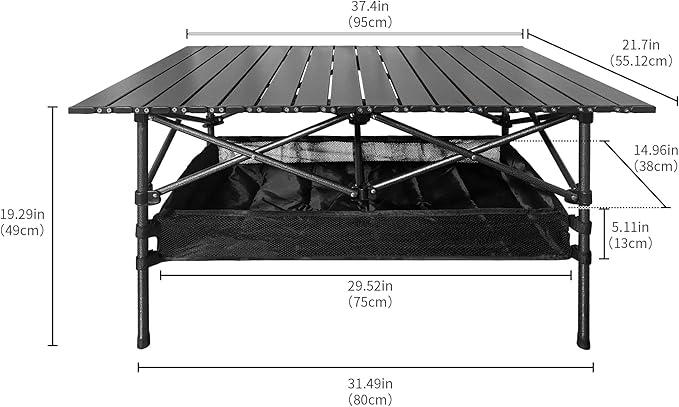 Black Foldable Camping Table, Portable Aluminum Folding Table That Fold Up Lightweight, Outdoor Beach Grill Table for BBQ, Backyard, Party, Patio, Picnic