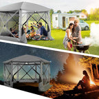 COBIZI Pop Up Gazebo Screen Tent Screen House for Camping, 12x12 Screen Room with Mosquito Netting, Hub Tent Instant Screened Canopy with Carrying Bag and Ground Stakes, Gray