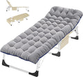 ABORON Folding Camping Cot W/Mat & Face Arm Hole for Adults, Adjustable Heavy Duty Outdoor Bed,1200 D Layer Oxford Travel Camp Cots for Beach, Pool, Lawn,Yard, Patio