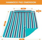 Lazy Daze Hammocks 2 Person Hammock Pad and Pillow Set, Double Polyester Quilted 78" x55" Replacement Pad for Rope Hammock, Turquoise Blue Stripes