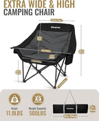 KingCamp Oversized XL Camping Chair, Heavy Duty 500lbs Folding Couch for Adults, Padded Large Comfortable Sofa Seat with Cooler Bag Cup Holder for Outdoor Sports Fishing Patio Lawn